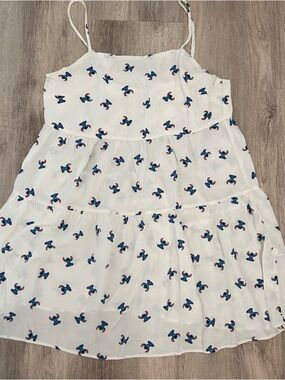 Disney Lilo And Stitch Mini Dress Womens M White Sundress Disney Vacation 100
